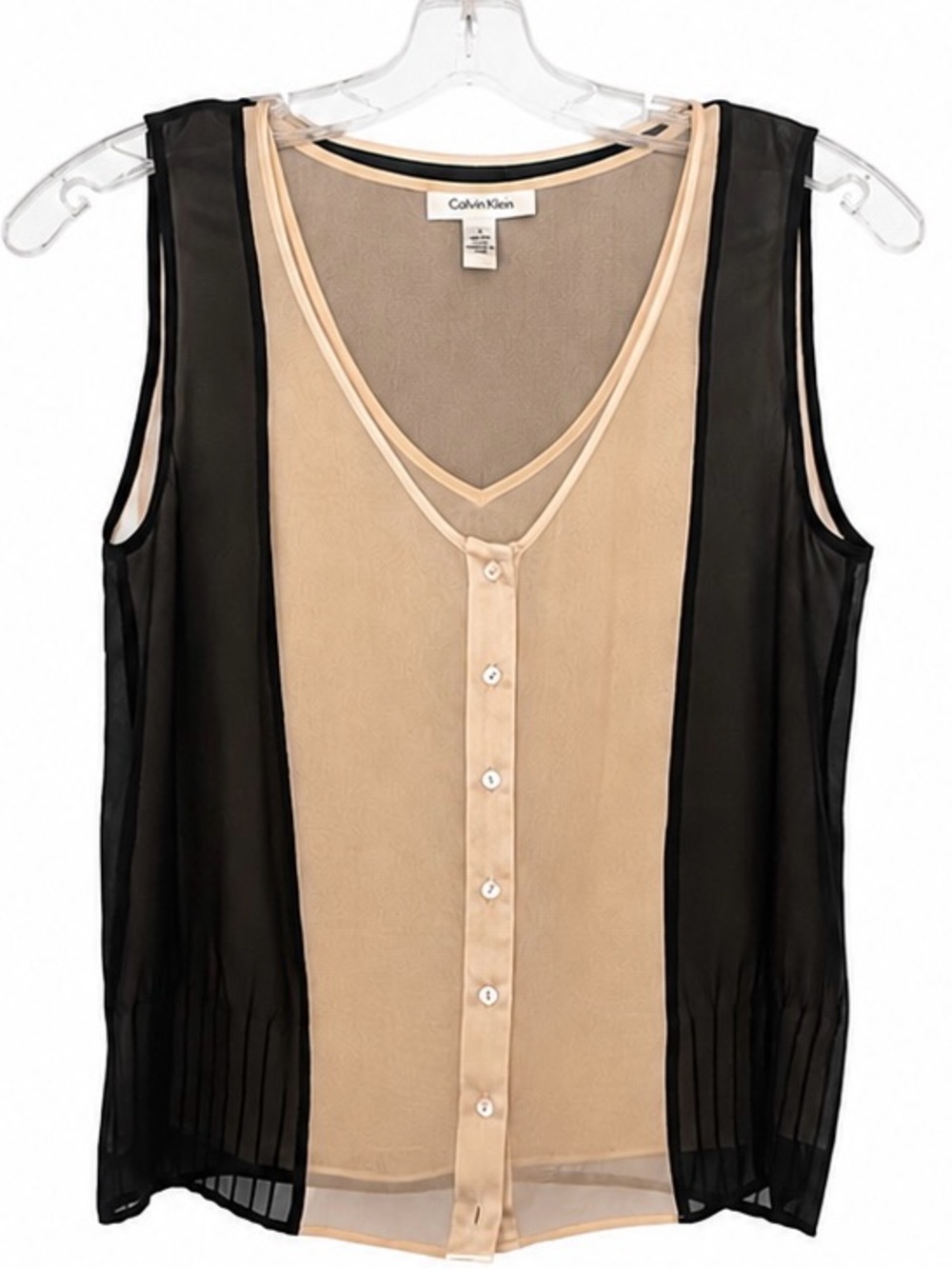 Calvin Klein 100% Silk Layered Sleeveless Blouse Tank Size 2
